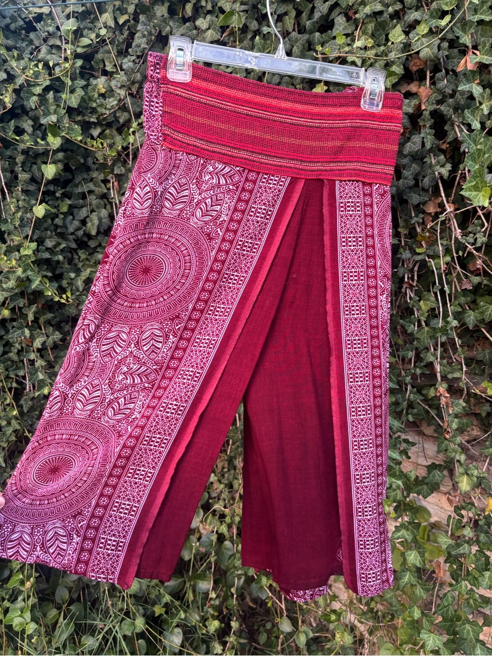 Bohemian Red Printed Wrap-Style Women's Shorts